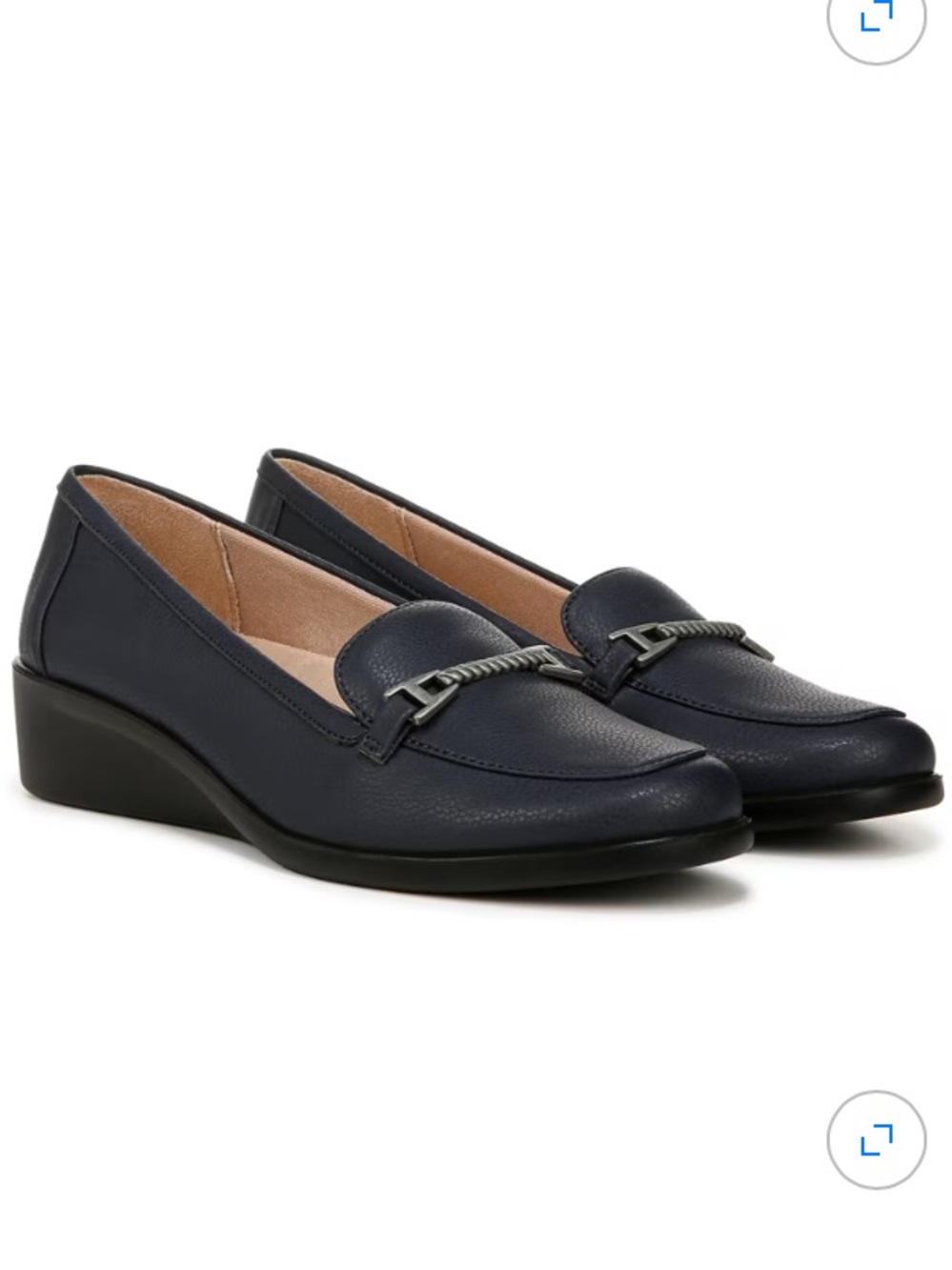 Life Stride Jovial Bit Navy Slip-On Wedge Loafer with Metal Bit